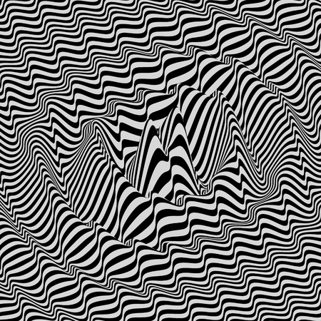 Waveform background. Dynamic visual effect. Surface distortion. Pattern with optical illusion....