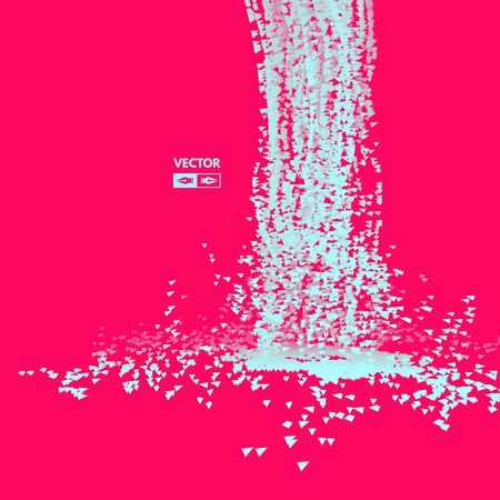 Array with dynamic emitted particles. Futuristic design. Abstract background. Vector illustration.のイラスト素材