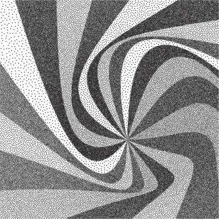 Abstract swirl background. Black and white grainy dot work design. Pointillism pattern with optical illusion.のイラスト素材