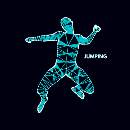 Leadership concept. Jumping man. Emblem for sport championship. Vector illustration.のイラスト素材