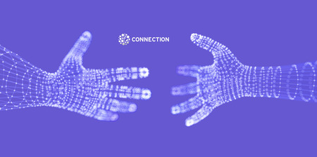Two human hands. Connection structure. Business concept. 3D vector illustration.のイラスト素材