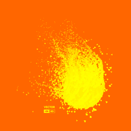 Flying meteor. Cosmic object. Array with dynamic emitted particles. Futuristic design. Abstract background. 3D Vector illustration.のイラスト素材