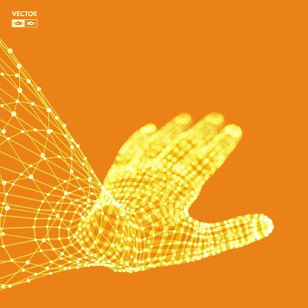 Human Arm. Hand Model. Connection structure. Future technology concept. 3D Vector illustration.のイラスト素材