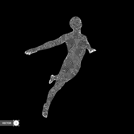 Business, freedom or happiness concept. 3D model of man. Vector illustration.のイラスト素材
