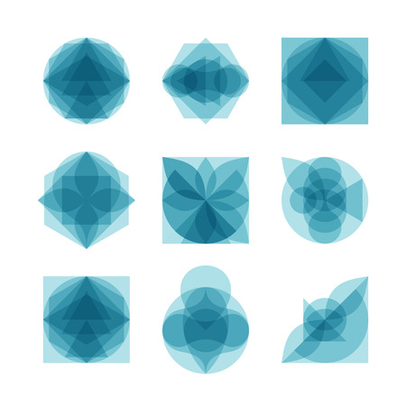 Abstract geometric designs made of various overlapping elements.のイラスト素材