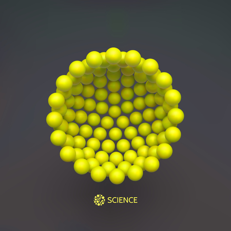 3D Molecular structure with spherical particles illustrationのイラスト素材