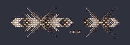 Line art design for invitation, poster, badge, monogram. Elegant luxury design template. Vector illustration.のイラスト素材