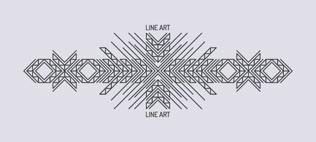 Line art design for invitation, poster, badge, monogram. Elegant luxury design template. Vector illustration.のイラスト素材