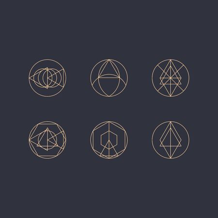 Line art design for invitation, poster, badge, monogram. Elegant luxury design template. Vector illustration.のイラスト素材