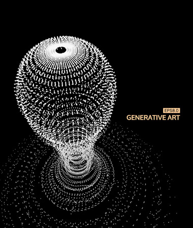 Array with dynamic particles. 3d technology style. Abstract background. Vector illustration.のイラスト素材