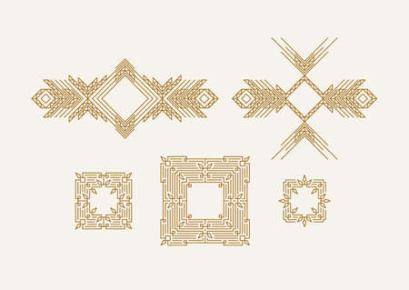 Line art design for invitation, poster, badge, monogram. Elegant luxury design template. Vector illustration.のイラスト素材