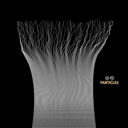 Array with dynamic emitted particles. Water splash imitation. Abstract background. Vector illustration.のイラスト素材