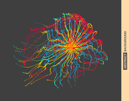 Array with dynamic particles. 3d futuristic technology style. Abstract background. Vector illustration.のイラスト素材