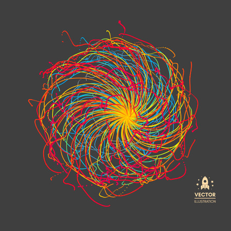 Array with dynamic particles. 3d futuristic technology style. Abstract background. Vector illustration.のイラスト素材