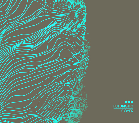 Array with dynamic particles. 3d technology style. Abstract background. Vector illustration.のイラスト素材