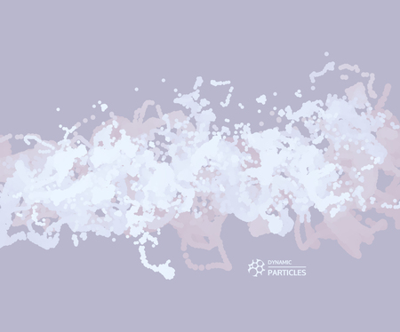 Array with dynamic emitted particles. Water splash imitation. Abstract background. Vector illustration.のイラスト素材