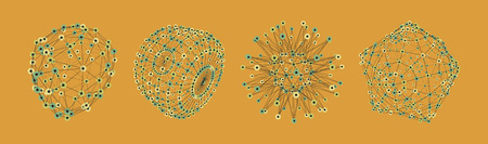 Sphere. Connection structure. Abstract grid design. Technology concept. Vector illustration with connected lines and dots. のイラスト素材