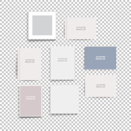 A4 sized mockup of a landscape-oriented magazine or catalogue. Blank sheet of paper. Element for advertising and promotional message. 3d vector illustration for your design. のイラスト素材