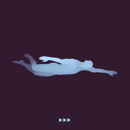 3D Swimming Man. Vector Image of a Swimmer. Human Body. Sport Symbol. Design Element. のイラスト素材