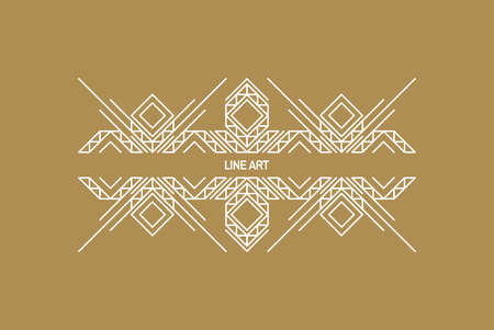 Line art design for invitation, poster, badge, monogram. Elegant luxury design template. Vector illustration. のイラスト素材