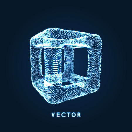 The cube consisting of points. Connection structure, 3d grid design, technology style molecular lattice.のイラスト素材