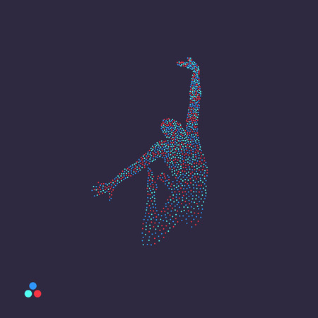 Business, freedom or happiness concept. Dotted silhouette of person vector illustration.のイラスト素材