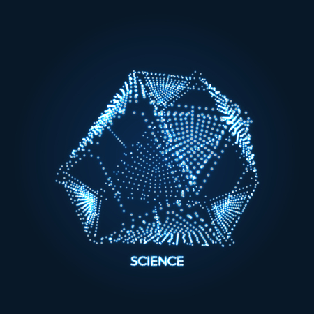 Object with dots. Molecular grid. 3d technology style with particle. Vector illustration. Futuristic connection structure for chemistry and science.のイラスト素材
