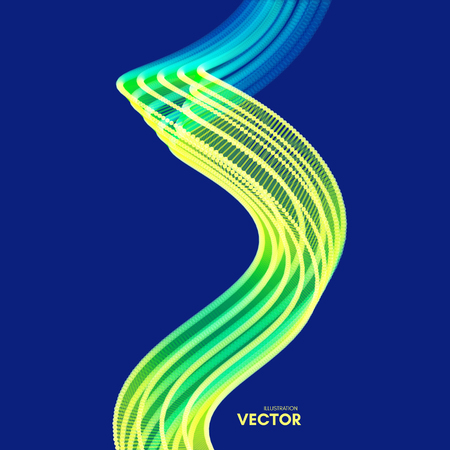 Wavy backdrop with motion effect and 3d technology style, vector illustration.のイラスト素材