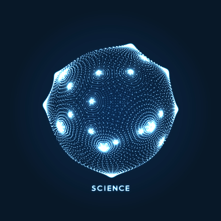Sphere  Object with dots. Molecular grid  3d technology style with particle. Vector illustration.のイラスト素材