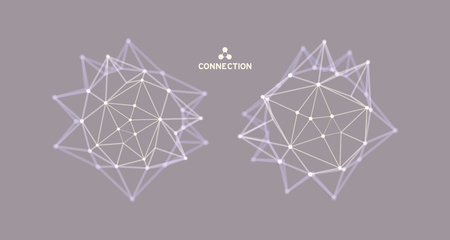 Object with lines and dots  Molecular grid. Technology style with particle. Vector illustration.のイラスト素材