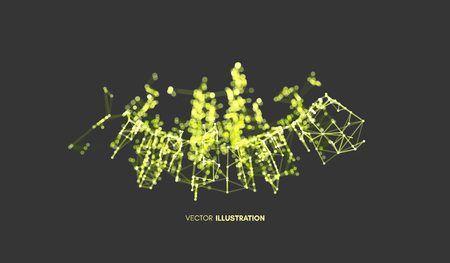 3d connection structure. Virtual abstract background with particles. Futuristic technology style. Vector illustration for science, education, genetic and chemical compounds. Social network. のイラスト素材