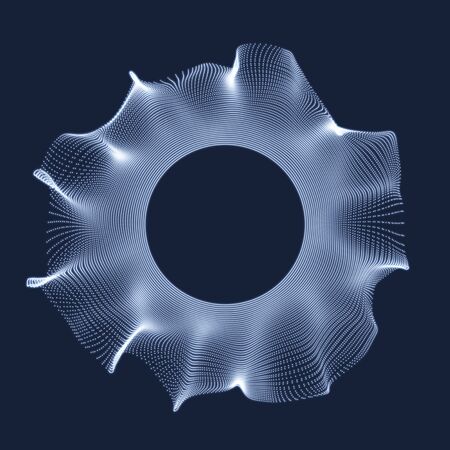 Array with Dynamic Particles. 3D Technology Style.