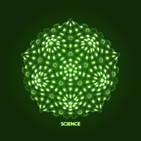 Crystal object with dots. Molecular grid. 3d technology style with particle. Vector illustration. Futuristic connection structure for chemistry and science.のイラスト素材