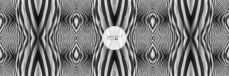 Pattern with optical illusion. Black and white background. Vector illustration. のイラスト素材