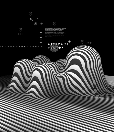 Abstract wavy background. Pattern with optical illusion. Textbook, booklet or brochure mockup. Cover design template. Futuristic vector illustration. のイラスト素材