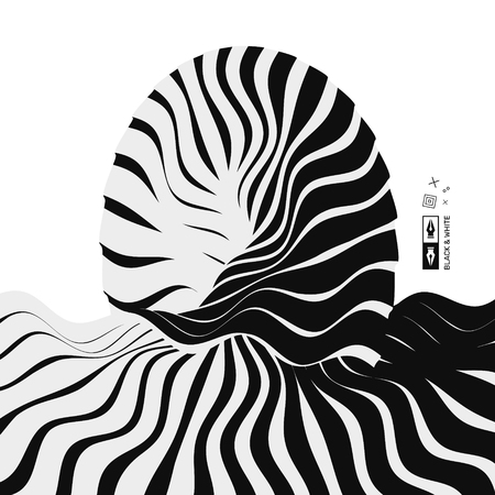 Abstract wavy background. Pattern with optical illusion. Cover design template. Futuristic vector illustration. のイラスト素材