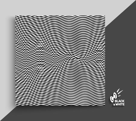 Black and white abstract striped background. Optical Art. 3d vector illustration.のイラスト素材