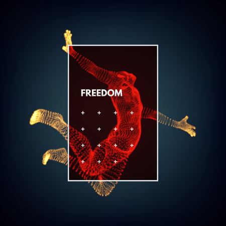 Business, freedom or happiness concept. 3d model of man. Human body model. Vector illustration.のイラスト素材