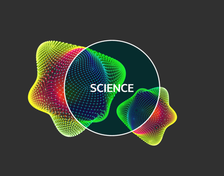 Crystal. Object with lines and dots. Molecular grid. 3d technology style with particle. Vector illustration. Futuristic connection structure for chemistry and science.のイラスト素材