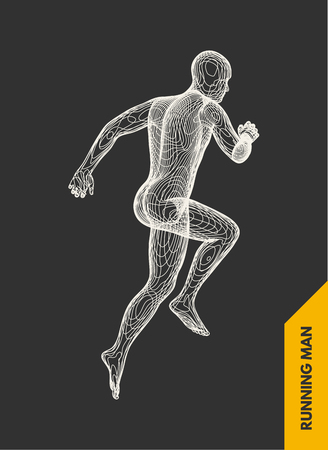 3d running man. Design for sport, business, science and technology. Vector illustration. Human body.のイラスト素材