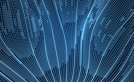 Abstract science or technology background. Graphic design. Network illustration with particle. 3D grid surface.のイラスト素材