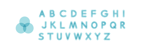 Alphabet with overlap effect. 3d vector illustration. Design elements.のイラスト素材