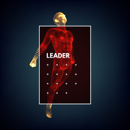 Leadership concept. Jumping man. 3d vector Illustration.のイラスト素材