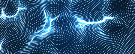 Abstract science or technology background. Graphic design. Network illustration with particle. 3D grid surface.のイラスト素材