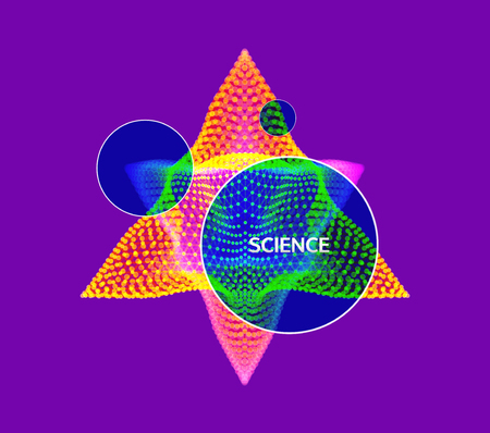 Crystal. Object with dots. Molecular grid. 3d technology style with particle. Vector illustration. Futuristic connection structure for chemistry and science.のイラスト素材