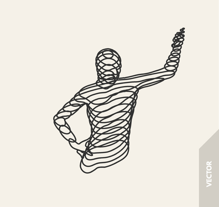 3d model of man. Vector illustration. Wire connection to virtual reality.のイラスト素材