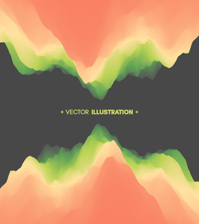 Abstract wavy background with reflection. Trendy gradients with symmetry. Dynamic effect. Modern screen vector design for mobile app. and wed. Can be used for advertising, marketing, presentation.のイラスト素材