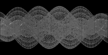 Sound waves. Dynamic effect. Vector illustration with particle. 3D grid surface.のイラスト素材