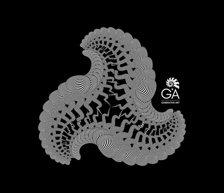 Black and white design. Pattern with optical illusion. Abstract striped background. Vector illustration.のイラスト素材