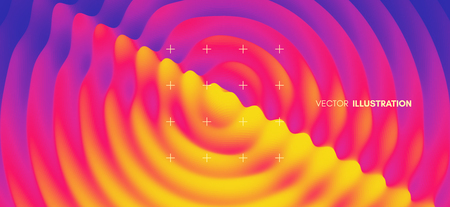 3D wavy background with ripple effect. Abstract vector illustration. Design template. Modern pattern.のイラスト素材